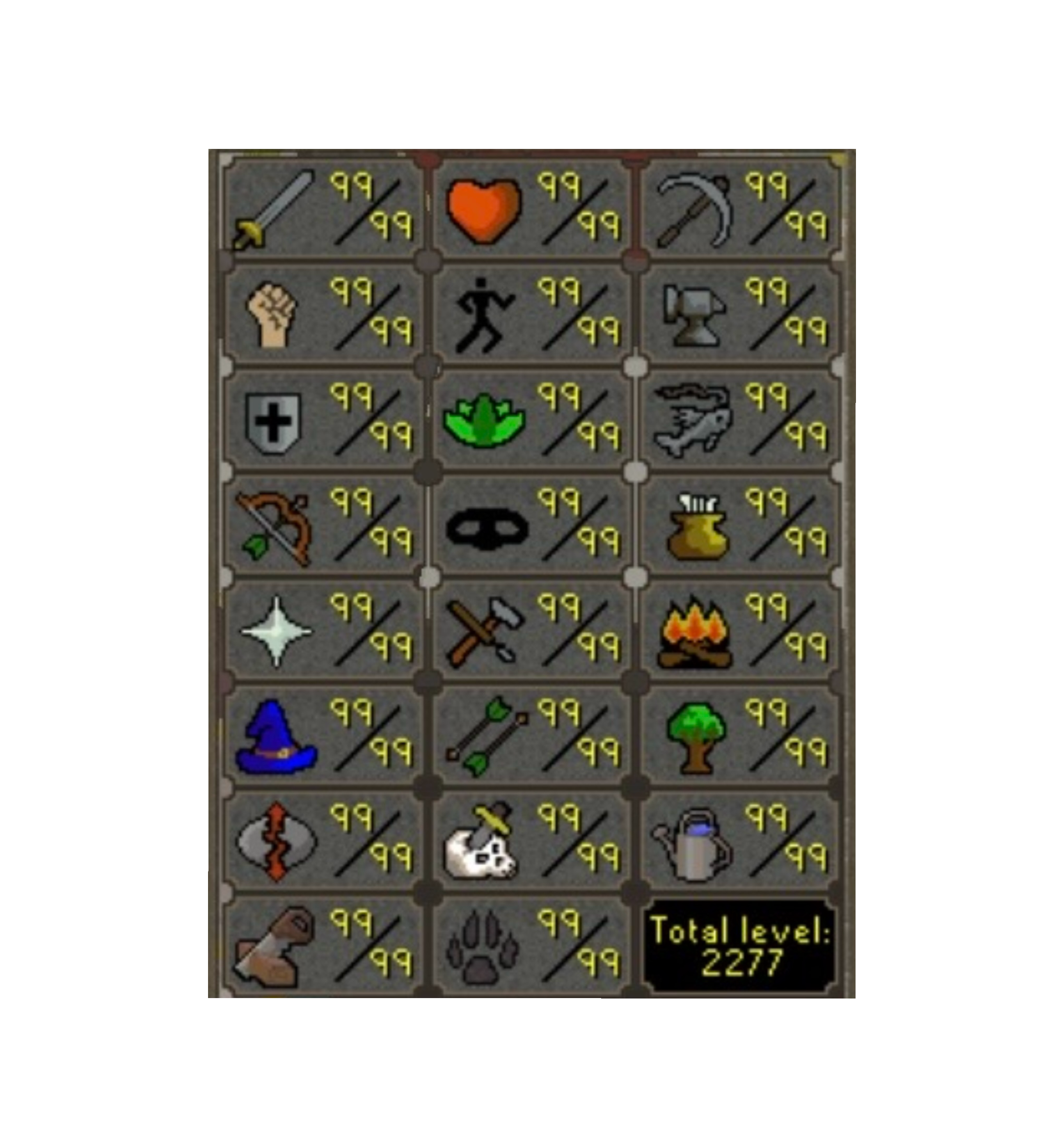 MAX INFERNAL CAPE | 2277 TOTAL | 310+ QP | 1B XP | COMPLETE DIARIES | MULTIPLE MAX CAPE| B GLOVES| E VOID| AVERNIC | RARE PETS x29