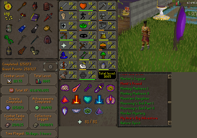 Main Infernal Cape | 113cmb | +1600 TTL | 251 QP | 2 Skill capes | All Prayers